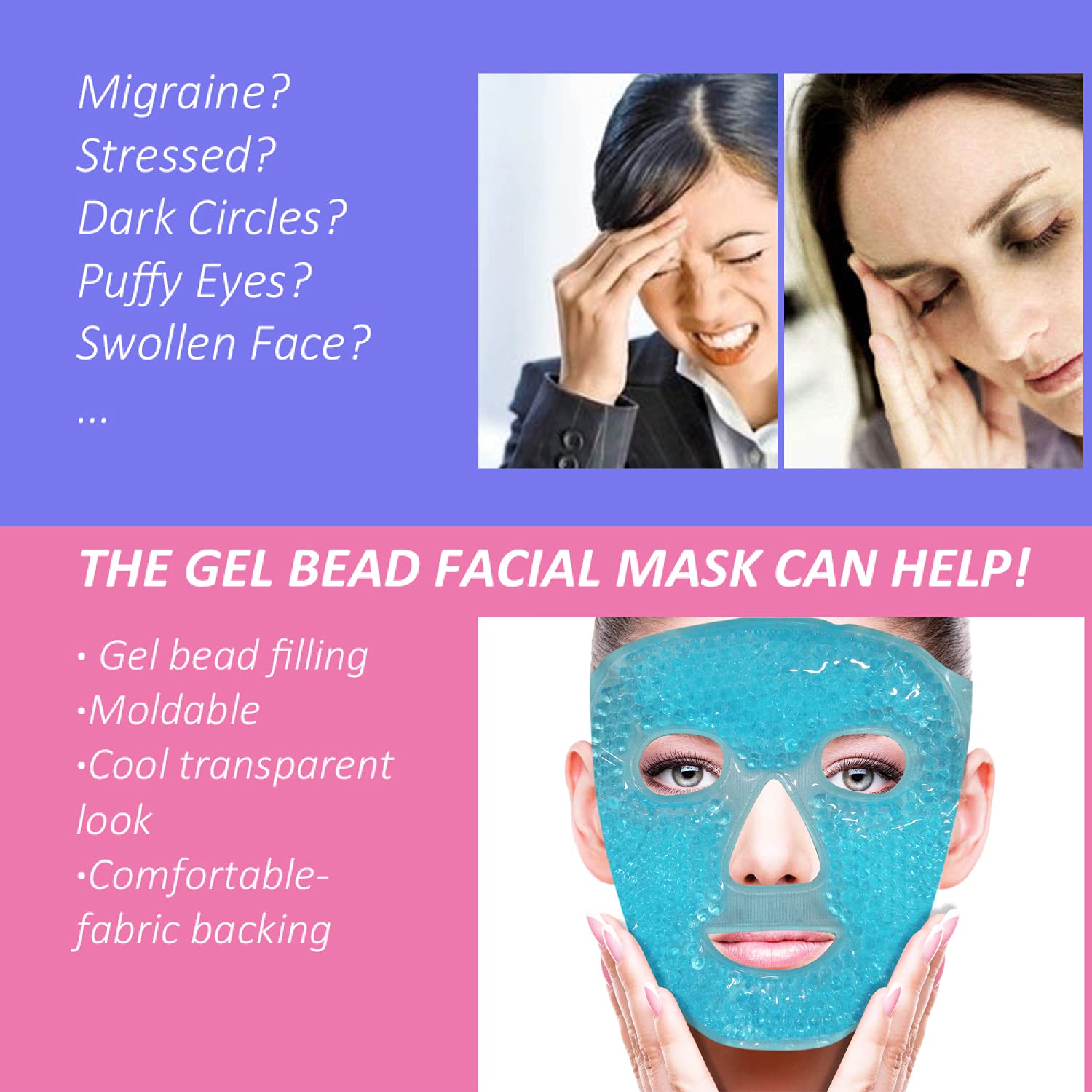 Reusable Hot & Cold Gel Bead Face Mask
